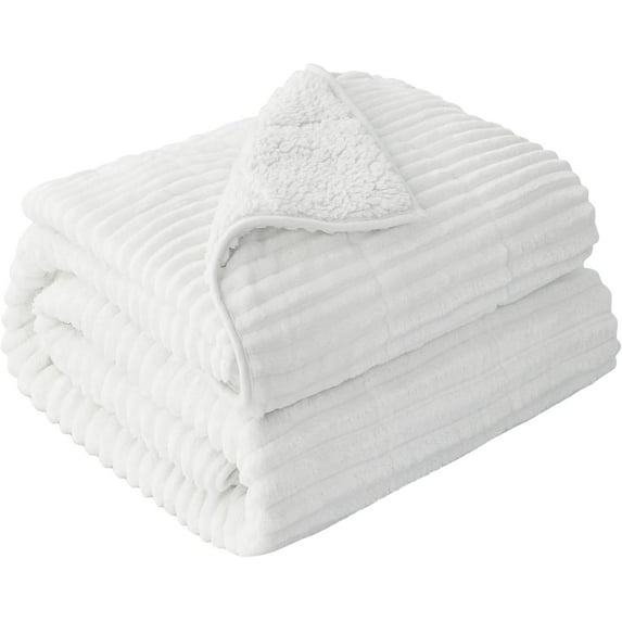 Sivio Twin Size Fluffy Blanket 15lbs, Sherpa Fleece Soft Cozy Adults Weighted Blankets for Bedroom & Living Room Lounging, 48"x72" Milk White