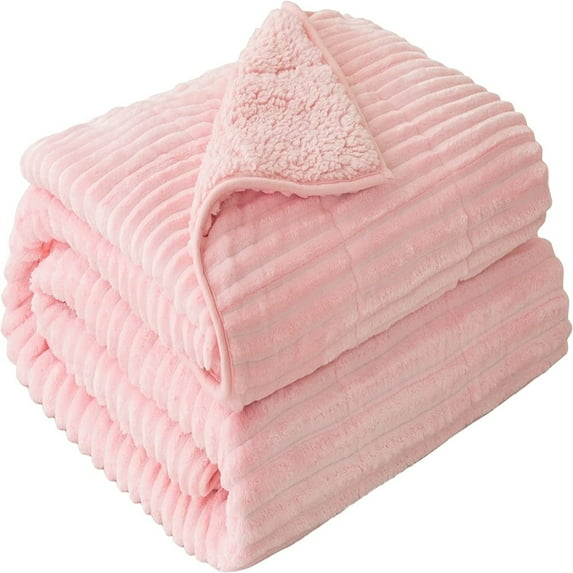 Sivio 15lbs Twin Size Weighted Blanket, Soft Luxury Fleece Sherpa Cozy Warm Heavy Blankets for Adults, for Couch Bed, 48" x 72" Pink
