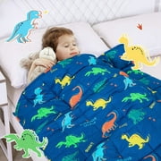 Sivio Weighted Blanket 3 lbs for Kids, Cooling Heavy Blanket for Perfect Sleep, Soft Breathable Throw, Blue Dinasour, 36" x 48"