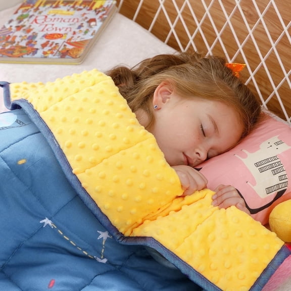 Sivio Weighted Blanket 3 lbs for Kids, Super Soft Minky Fleece & Cotton Reversible Heavy Throw for Better Sleep, 36"x48" Blue Star Moon