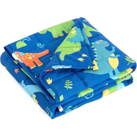 Sivio Kids Weighted Blanket, 3lbs 100% Natural Cotton Heavy Blanket for Kids and Toddler, 36 x 48 inches, Blue Dinosaur