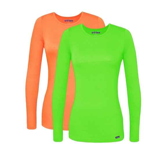 Sivvan 2 Pack Women's Comfort Long Sleeve Multi Color T-Shirt / Underscrub Tee