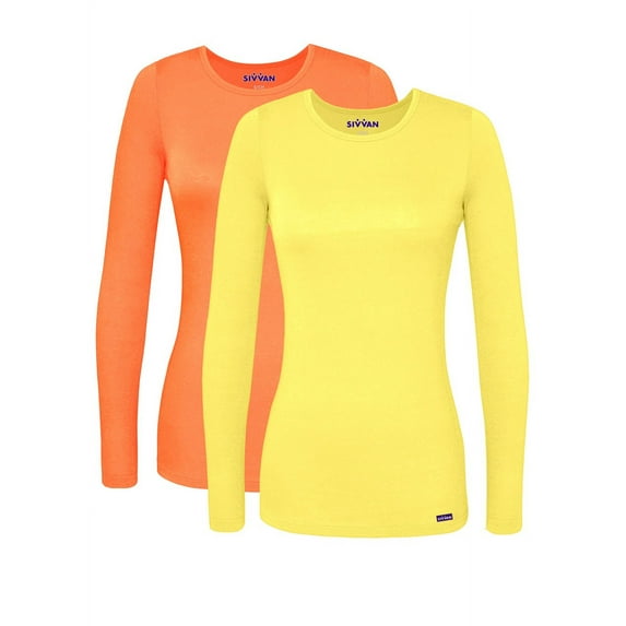Sivvan 2 Pack Women's Comfort Long Sleeve Multi Color T-Shirt / Underscrub Tee