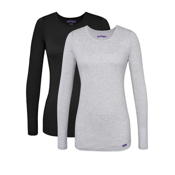 Sivvan 2 Pack Women's Comfort Long Sleeve Multi Color T-Shirt / Underscrub Tee