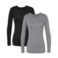 thumbnail image 1 of Sivvan 2 Pack Womens Comfort Long Sleeve T-Shirt/Underscrub Tee - S85002M - BK/DG - S, 1 of 5