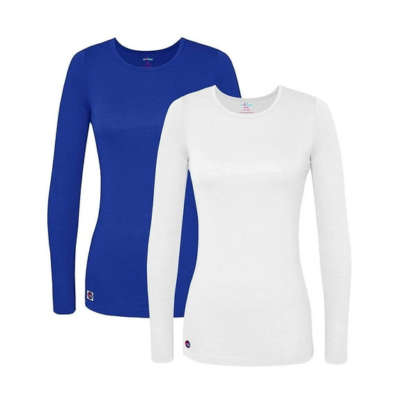 Sivvan 2 Pack Womens Comfort Long Sleeve T-Shirt/Underscrub Tee - S85002M - RL/WT - M Royal Blue/White