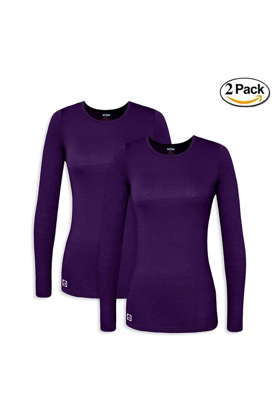 2 Pack Womens Comfort Long Sleeve T-Shirt / Underscrub Tee