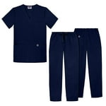 Sivvan Unisex Scrubs - Classic V-Neck Top & Drawstring Pants Scrub Set - S8400 - Navy - XL