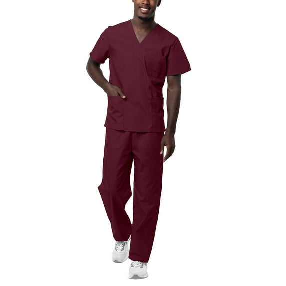 Sivvan Unisex Classic Scrub Set V-neck Top / Drawstring Pants Available in 12 Solid Colors