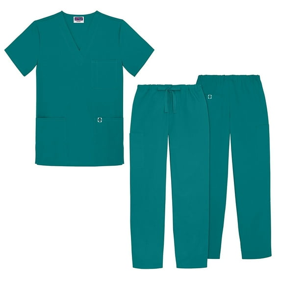 Sivvan Unisex Classic Scrub Set V-neck Top / Drawstring Pants Available in 12 Solid Colors