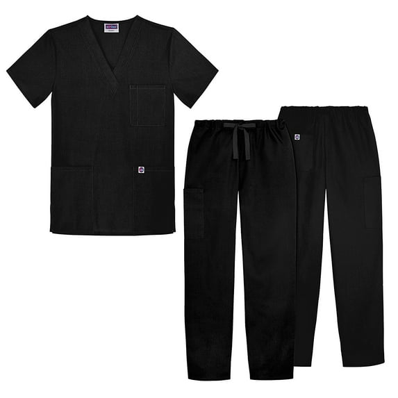 Sivvan Unisex Classic Scrub Set V-neck Top / Drawstring Pants Available in 12 Solid Colors