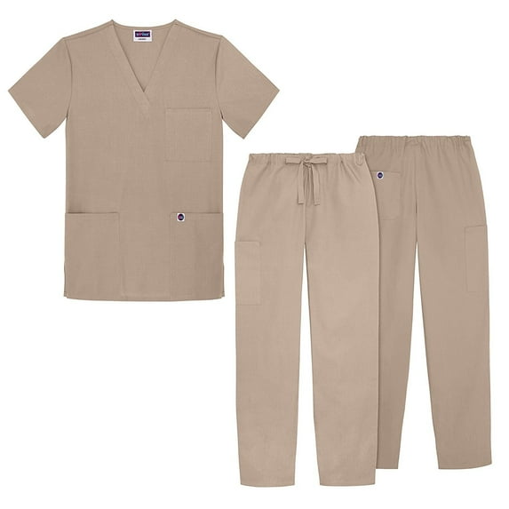 Sivvan Unisex Classic Scrub Set V-neck Top / Drawstring Pants Available in 12 Solid Colors