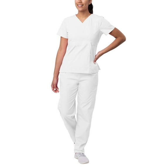 Sivvan Women's Scrub Set - Multi Pocket Cargo Pants & Stylish Mock Wrap Top (Available in 15 Colors)