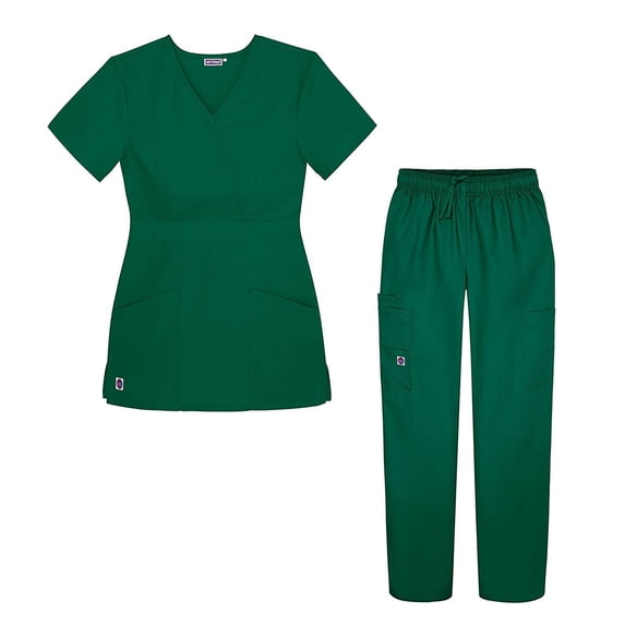 Sivvan Women's Scrub Set - Multi Pocket Cargo Pants & Stylish Mock Wrap Top