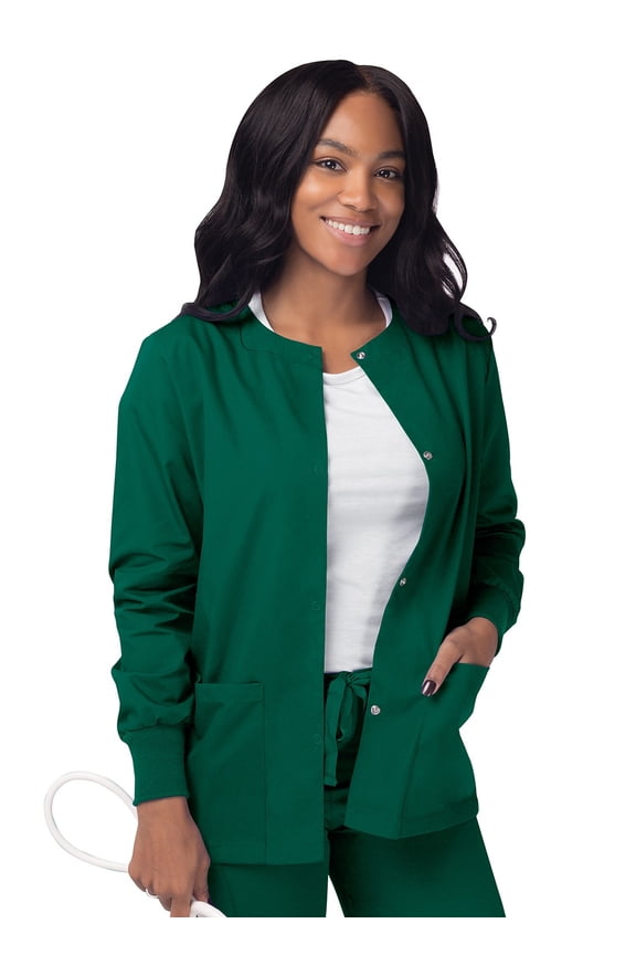Women's Scrubs Warm-Up Jacket / Front Snaps - Round Neck