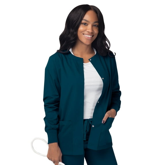 Sivvan Women's Scrubs Warm-Up Jacket / Front Snaps - Round Neck