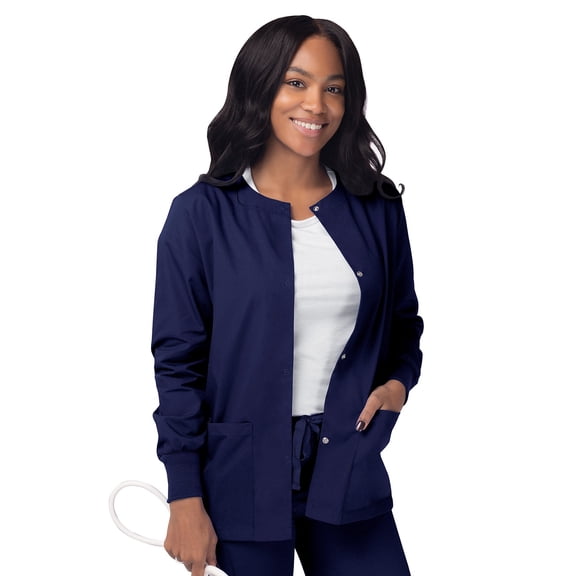 Sivvan Women's Scrubs Warm-Up Jacket / Front Snaps - Round Neck