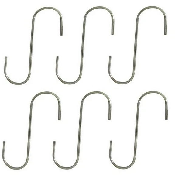 Six (6) New All-Purpose Steel 5" Utility S-Hooks 1.25" Long Hook Opening