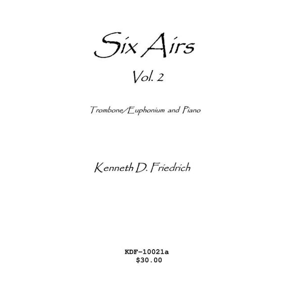 Six Airs for Solo and Piano, Vol. 2 - trombone/euphonium version (Paperback)
