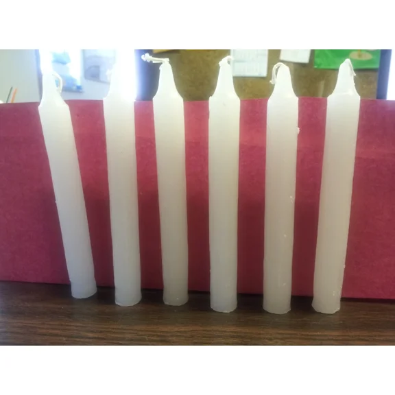 (Six) Candles 6" Tapered White Unscented Church/Emergency (Six Candles)