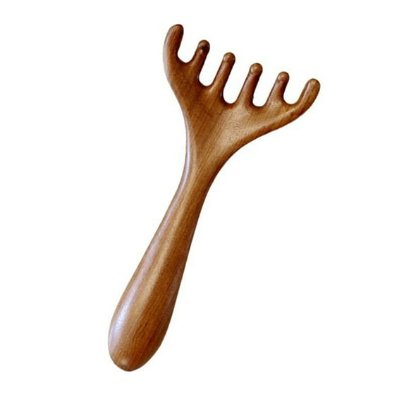Six-Claw Meridian Massage Comb Long Handle Sandalwood Scalp Massager Comb Deer Antlers Wide Tooth Body Massage Guasha Scrubber Tool