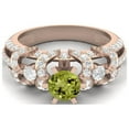 thumbnail image 1 of Six Claw Set 2.04 Ctw Round Peridot 925 Sterling Silver Rose Vermeil Solitaire Valentines Day Gifts Ring, 1 of 3