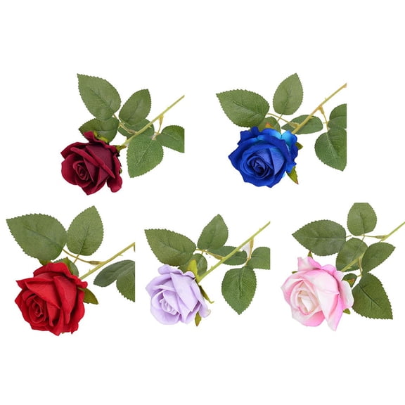 Six Colors Single Stem Artificial Velvet Touch Rose Wedding Flower Home Decor For Valentine's DIY Wedding Bouquet Party Decor light purple Smile Home