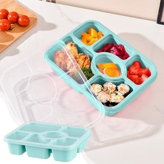 Six Compartment Wheat Straw Lunch Box, Snack Box, Fruit Preservation Box, Snacks and Dry Fruit Plates, Portable Meal Prep Container