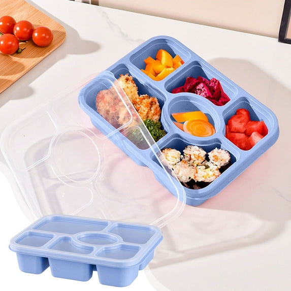 Six Compartment Wheat Straw Lunch Box, Snack Box, Fruit Preservation Box, Snacks and Dry Fruit Plates, Portable Meal Prep Container