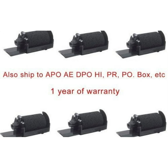 Six Compatible black ink roller ribbons to replace IR4O nylon printing Ribbon Cartridge for XE-A 101, 102,101RF, 102RF, 110, 115, 120, 130 POS P.O.S Sharp Cash Register printer. Photosharp ships to Ha