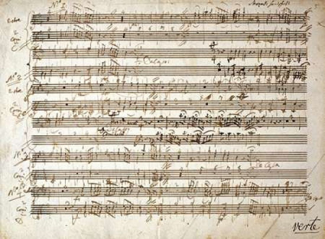 Six Contre Dances - Two Oboe and Horn Parts Canvas Art - Wolfgang Amadeus Mozart (18 x 24)
