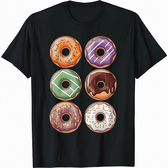 Six Donut Collection Foodie Gift Unisex Graphic Short Sleeve T-Shirt