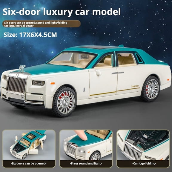 Six-Door Luxury Sedan Diecast Model, 1:32 Scale Limousine Replica with Sound & Light