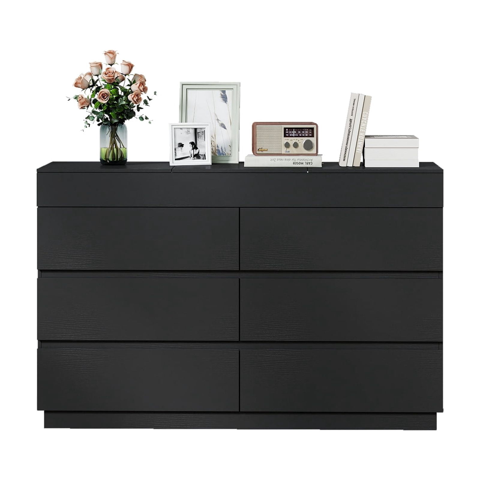 Six Drawers Cabinet With Mirror, P2 12mm Particleboard With Melamine Veneer, 120*40*85.5cm