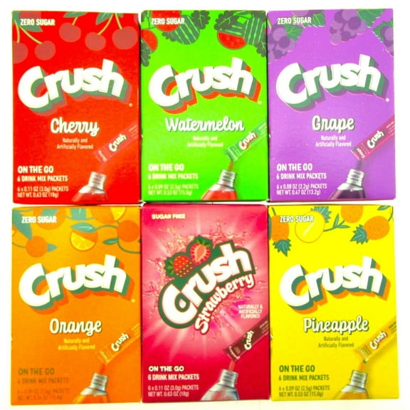 Six Flavor Crush Packets Sugar Free Powdered Drink Mixes