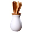 thumbnail image 1 of ifundom Kung Fu Tea Set Accessories White Ceramic and Bamboo for Tea Art, 1 of 6