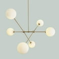 thumbnail image 1 of Six Globes Mid Century Style Sputnik Chandelier – Handcrafted Pendant Ceiling Light, Brass Frame Glass Globe Design Light Fixture, 1 of 4