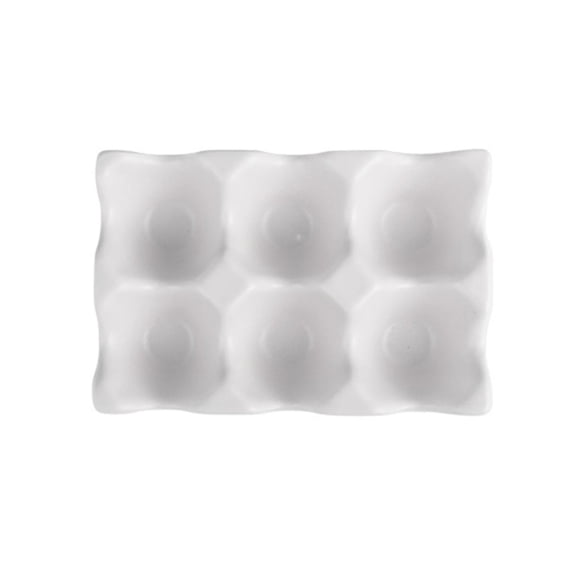 Six Grid Ceramic Egg Storage Tray, Smooth Glaze Countertop Display Platter, Stackable Refrigerator Organizer For Fresh Farm Egg Storage Sorting