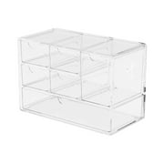 Six Grid Transparent Desktop Drawer Organizer, Clear Hand Account Storage Box, Pull Out Student Desk Stationery Caddy, Multi Compartment Cosmetic Sundry Holder