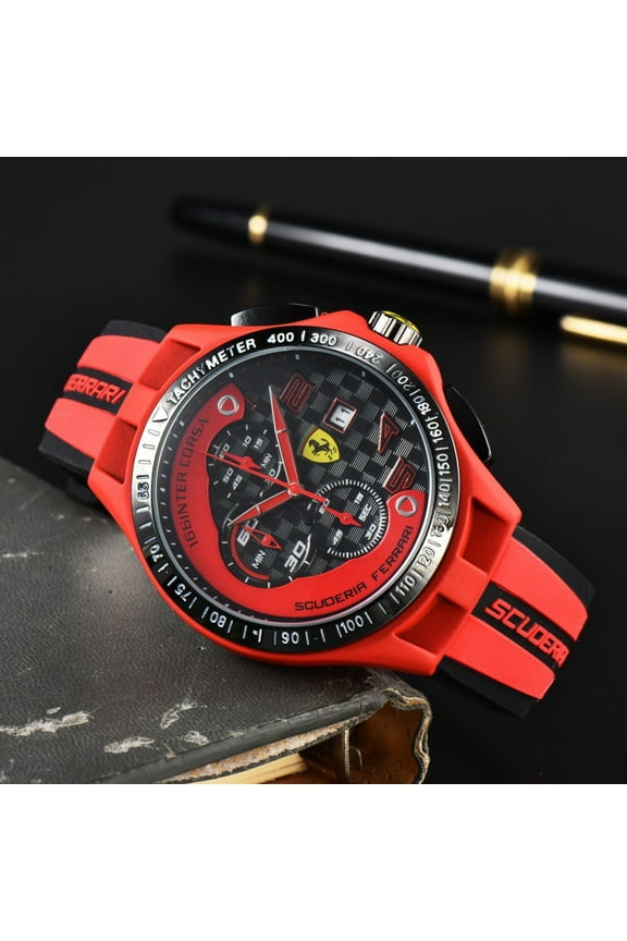 Six-Hand Full-Function Chronograph Rubber Strap Men's Casual Running Seconds Chronograph F1 Quartz Watch