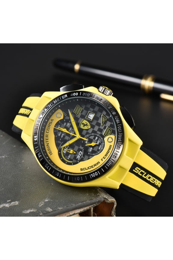 Six-Hand Full-Function Chronograph Rubber Strap Men's Casual Running Seconds Chronograph F1 Quartz Watch