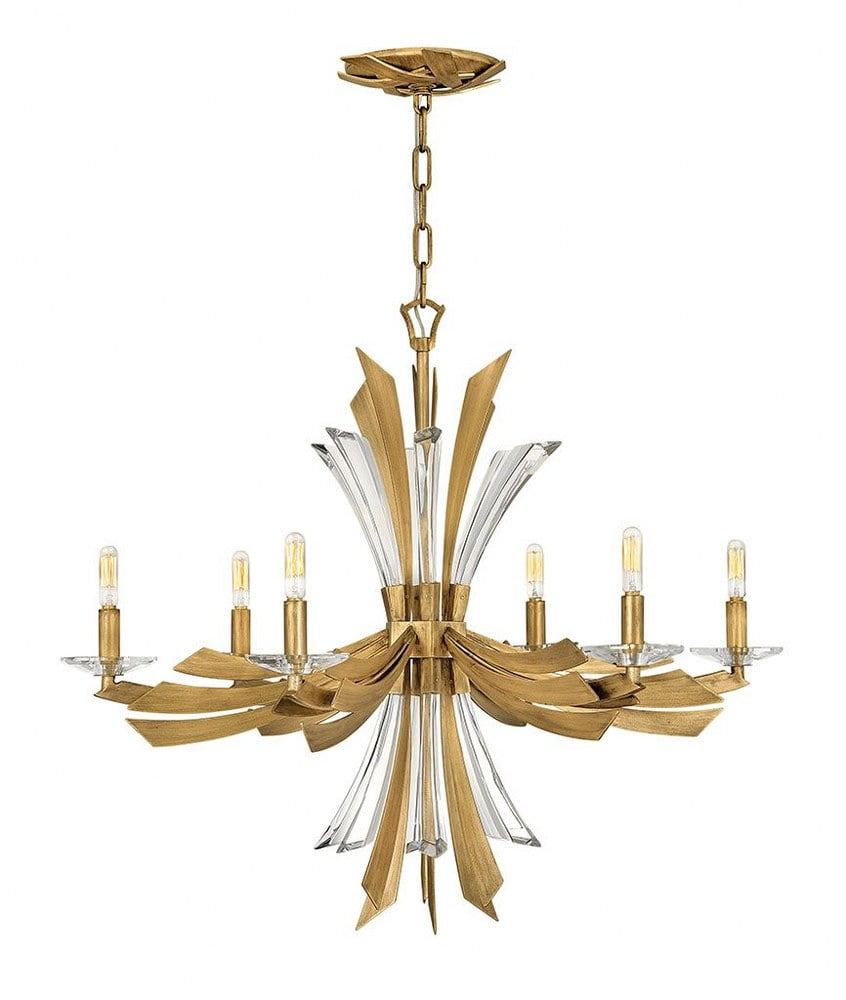 Vida Burnished Gold and Crystal 6-Light Chandelier