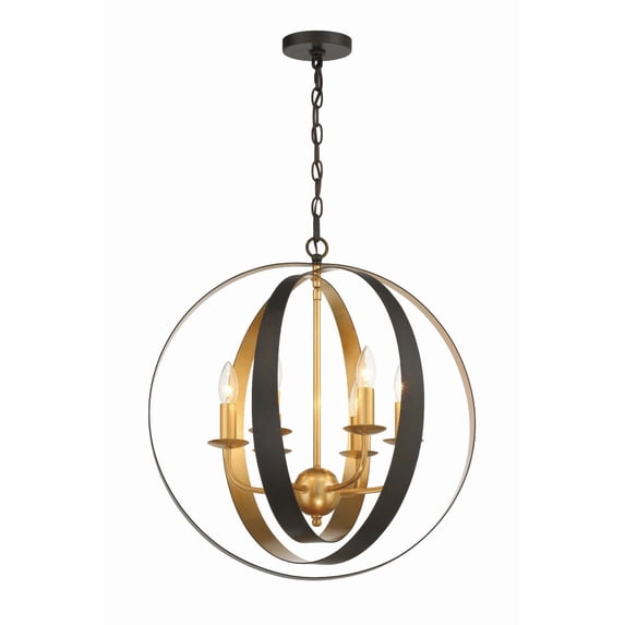 585-EB-GA Crystorama Lighting Luna - Six Light Sphere Chandelier-English Bronze/Antique Gold Finish -Traditional Installation