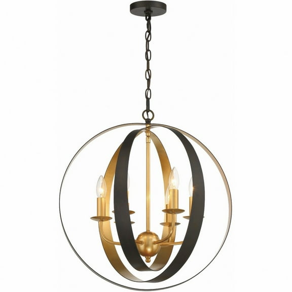 Six Light Sphere Chandelier-English Bronze/Antique Gold Finish    -Traditional Installation Crystorama Lighting 585-Eb-Ga