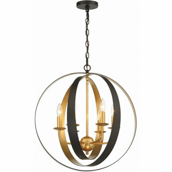 Six Light Sphere Chandelier-English Bronze/Antique Gold Finish -Traditional Installation Crystorama Lighting 585-Eb-Ga