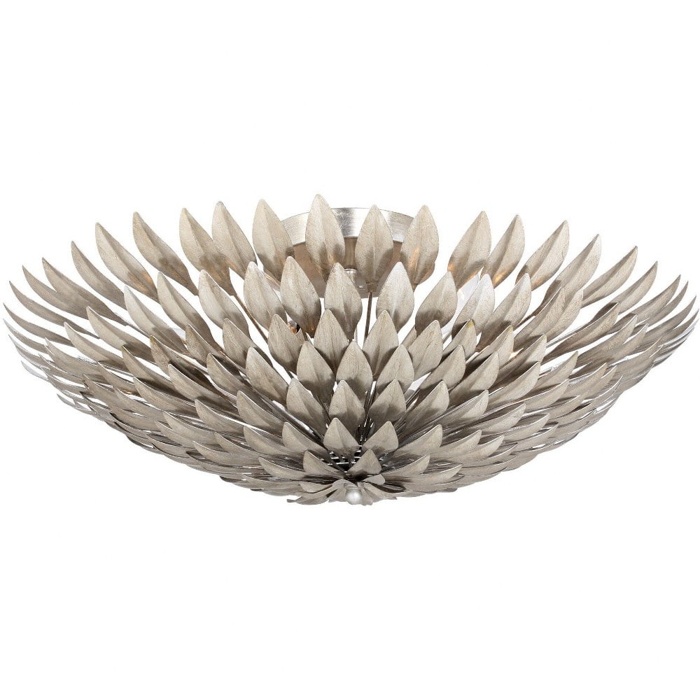 Elegant Antique Silver LED Crystal Bowl Ceiling Light