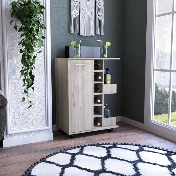 Six Liquor Cubbies, Casters with Lock | Stable and Flexible Storage for Home Bar