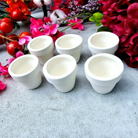 Six Mini Planters 1.5" IN STOCK Ceramic Bisque Ready To Paint Pottery