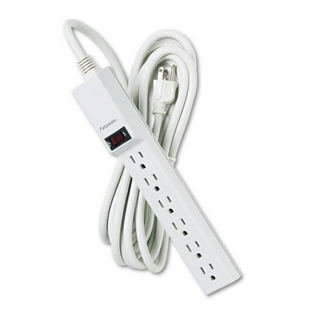Six-Outlet Power Strip, 120v, 15 Ft Cord, 1.88 X 10.88 X 1.63, Platinum | Bundle of 2 Each