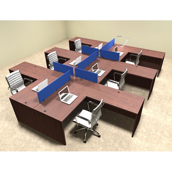 Six Person Blue Divider Office Workstation Desk Set, #OT-SUL-FPB34